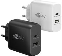 Goobay 65410 USB-C™ PD GaN chargeur rapide double (65 W) blanc, blanc - 1x port USB-C™ (Power Delivery) et 1x port USB-A