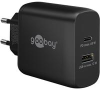 Goobay 65411 Double Chargeur 45 W/USB-C & USB-A Chargeur Rapide Power Delivery/Bloc d'alimentation de Charge avec 2 Ports USB/Chargeur pour téléphone Portable, iPad, Tablette, etc.