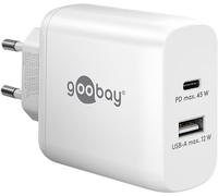 Goobay 65412 Double Chargeur 45 W/USB-C & USB-A Chargeur Rapide Power Delivery/Bloc d'alimentation de Charge avec 2 Ports USB/Chargeur pour téléphone Portable, iPad, Tablette, etc.