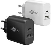 Goobay 65412 USB-C™ PD GaN chargeur rapide double (45 W) blanc, blanc - 1x port USB-C™ (Power Delivery) et 1x port USB-A