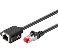 goobay 65637 Câble d'extension CAT6 (CU) S/FTP (PiMF)/CAT 6 pour câble Ethernet/Prise RJ45 à prise RJ45 avec bride de montage/250 MHz/1 m, noir.