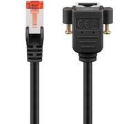 Goobay 65640 Câble de rallonge CAT 6, S/FTP (PiMF), noir, 5 m - conducteur en cuivre (CU), gaine de câble sans halogène (LSZH), avec bride de montage
