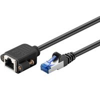 goobay 65642 Câble d'extension CAT6A (CU) S/FTP (PiMF)/CAT 6A pour câble Ethernet/Prise RJ45 à prise RJ45 avec bride de montage/500 MHz/1 m, noir.
