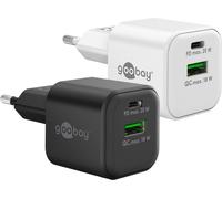 Goobay 65865 USB-C™ PD GaN chargeur rapide double Nano (20 W) blanc, blanc - 1x port USB-C™ (Power Delivery) et 1x port USB-A (Quick Charge)