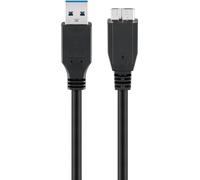 Goobay 66026 Câble USB 3.0 SuperSpeed, noir, 1,8 m - USB 3.0 mâle (type A) > USB 3.0 micro mâle (type B)