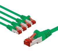 Goobay 66660 CAT 6 Câble patch, S/FTP (PiMF), 3 m, vert, lot de 5, 3 m - conducteur cuivre (CU), gaine de câble sans halogène (LSZH)