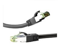 goobay 66719 Câble patch RJ45, Cat 8.1, câble réseau, Ethernet, câble Playstation, câble Xbox, câble LAN, DSL, Highspeed, connecteur RJ45, noir, 0,25 mètres