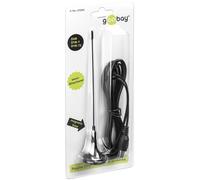 Goobay 67090 Mini antenne magnétique passive DVB-T2 (HD), noire, 2 m - 3 dB Antenne pour la réception de programmes DVB-T / DVB-T2 HD