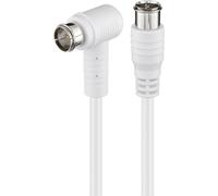 Goobay 67347 Câble d'antenne SAT coudé (80 dB), 2x blindé, 1.5 m, blanc - F mâle (Quick) > F mâle (Quick) 90° (entièrement blindé)