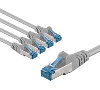 Goobay 67515 CAT 6A câble patch, S/FTP (PiMF), 1 m, gris, lot de 5, 1 m - conducteur cuivre (CU), gaine de câble sans halogène (LSZH)