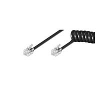 Goobay 68002 Combiné téléphonique Câble spiralé, câble plat avec prise RJ10 (4P4C) vers prise RJ10 (4P4C) ; noir; 4 mètres