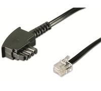 Goobay 68538 Câble de raccordement TAE-F (Universal Pin Out), 15 m, noir - TAE-F mâle > RJ11/RJ14 mâle (6P4C)