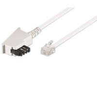 Goobay 68542 Câble de raccordement TAE-F (Universal Pin Out), 15 m, blanc - TAE-F mâle > RJ11/RJ14 mâle (6P4C)
