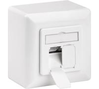 Goobay 68572 CAT 6a Prise universelle y compris cadre de montage en saillie, blanc - Blanc 2x RJ45 Prise réseau, blindée