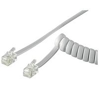 Goobay 68601 Combiné téléphonique Câble spiralé, câble plat avec prise RJ10 (4P4C) vers prise RJ10 (4P4C) ; blanc ; 4 mètres