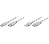 goobay 68624 Câble Rallonge de Recharge USB 2.0 Hi-Speed, Gris, 0.6m Longueur (Lot de 2)