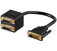 Goobay 68740 Câble adaptateur DVI, plaqué or, 0.1 m, noir - DVI-D mâle Dual-Link (24+1 pin) > 2x DVI-D femelle Dual-Link (24+1 pin)