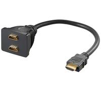 Goobay 68784 Adaptateur de câble HDMI™, plaqué or, 0.1 m, noir - 2x HDMI™ femelle (type A) > HDMI™ mâle (type A)
