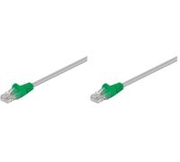 goobay 68860 CAT 5e Câble de Liaison Croisé, U/UTP, Gris/Vert, 0.5m Longueur (Lot de 2)