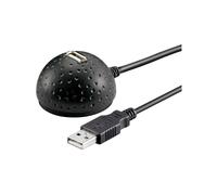Goobay 68913 USB 2.0 Hi-Speed Extension Cable with Desktop Foot, Black, 1.5m Len