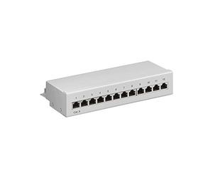 Goobay 69306 CAT 6 Panneau de Brassage Mini/Bureau, 12 Ports, Gris
