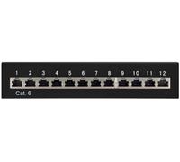 Goobay 69307 CAT 6 Panneau de Brassage Mini/Bureau, Noir, 12 Ports