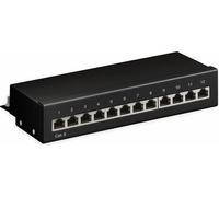Goobay 69307 CAT 6 Panneau de brassage mini/desktop, 12 ports, noir - STP blindé