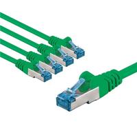 Goobay 69371 CAT 6A Câble patch, S/FTP (PiMF), 3 m, vert, lot de 5, 3 m - conducteur cuivre (CU), gaine de câble sans halogène (LSZH)