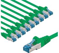 Goobay 69373 CAT 6A Câble patch, S/FTP (PiMF), 1 m, vert, lot de 10, 1 m - conducteur cuivre (CU), gaine de câble sans halogène (LSZH)