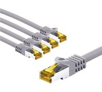 Goobay 69497 Câble patch RJ45 CAT 6A S/FTP (PiMF), 500 MHz avec câble brut CAT 7, 5 m, gris, lot de 5, 5 m - gaine de câble sans halogène LSZH, connecteur RJ45 (CAT 6A), CU