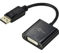Goobay 69873 DisplayPort Adaptateur [1x DisplayPort mâle - 1x DVI femelle 24+5 pôles] noir rond, avec fonction OTG, vissable, gaine en PVC, conducteur rond 15