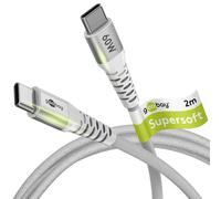 Goobay 70194 Schnellladekabel USB C 60W 20V / 2m / Extrem robustes Textilkabel /