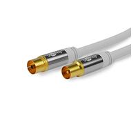 Goobay 70318 Câble D'Antenne TV (Type 135 dB), Blindé 4 Fois, Blanc, 3m Longueur