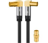 Goobay 70455 TV Antenna Cable (Type 135 dB), Shielded 4 Times, Black, 1 m Length