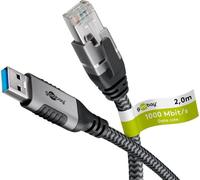 goobay 70498 goobay USB A 3.0/RJ45 Kabel 2,0 m grau, schwarz, 1 St.