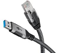 Goobay 70499 changeur de genre de câble USB A RJ-45 Noir, Argent