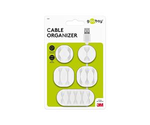 Goobay 70681 Lot de dispositifs de Gestion de câbles Blanc - Lot de 5 pour Ranger et Attacher Les câbles