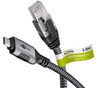 goobay 70698 goobay USB C 3.1/RJ45 CAT 6 Kabel 2,0 m grau, schwarz, 1 St.
