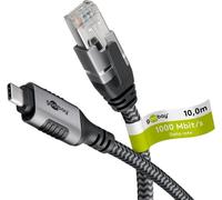 goobay 70754 goobay USB C 3.1/RJ45 CAT 6 Kabel 10,0 m grau, schwarz, 1 St.