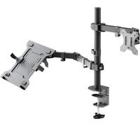 Goobay 70815 Basic Support d'écran avec bras pour ordinateur portable Flex, noir - Station de travail pour écrans de 13 à 32 pouces (33 - 81 cm) plus un ordinateur portable, écran max. 8 kg /ordinateu