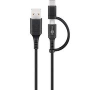 GOOBAY 71892 - CâbleUSB 2.0, ficheA vers fiche microB/C 2-en-1, 1m