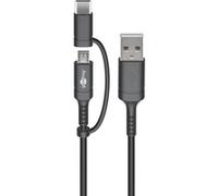 GOOBAY 71892 - CâbleUSB 2.0, ficheA vers fiche microB/C 2-en-1, 1m