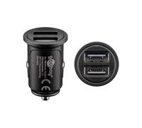 Goobay 71897 Double Chargeur USB de Voiture, 4.8 A, Noir, 25.5mm Diamètre, 41mm
