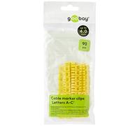 Goobay 72517 Clips marqueurs de câbles "A-C" / Diamètre de câble 2,5mm-4,0 mm / Anneaux élastiques en plastique / Jaune, paquet de 90