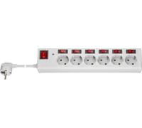 Goobay 72568 Multiprise 6 prises avec interrupteur 1,5 m, blanc, blanc - 6x prise de courant de sécurité commutable individuellement, sécurité enfants