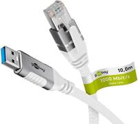 Goobay 74163 Câble Ethernet USB-A 3.0 vers RJ45, 10 m, 10 m, blanc - connecte un routeur, un modem ou un switch réseau au port USB-A d'un ordinateur portable, d'une tablette ou d'un smartphone