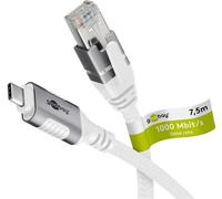 Goobay 74179 Câble Ethernet USB-C™ 3.1 vers RJ45, 7,5 m, 7.5 m, blanc - connecte un routeur, un modem ou un switch réseau au port USB-C™ de l'ordinateur portable, de la tablette ou du smartphone