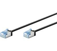 goobay 74315 Câble patch slim/ultra flexible RJ45 CAT 6A U/FTP CU/Câble Ethernet fin avec connecteurs courts / 10 Gbit/s LSZH - Protection anti-torsion - Noir - 0,15 m