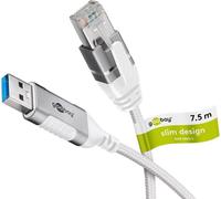 Goobay 74382 Câble Ethernet USB-A 3.0 vers RJ45, Slim, 7,5 m, 7.5 m, blanc - connecte un routeur, un modem ou un switch réseau au port USB-A d'un ordinateur portable, d'une tablette ou d'un smartphone
