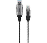 Goobay 74396 changeur de genre de câble USB 3.0 type A RJ45 Noir et Argent